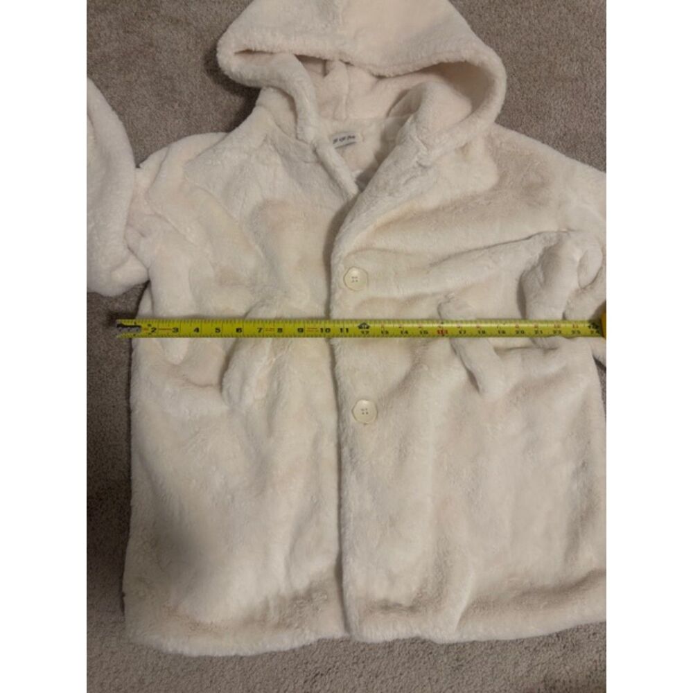 White Cream Fur Coat Teddy Bear Jacket Hooded Button Down Coat Sherpa Lined